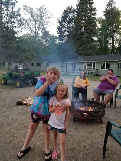 Resort fire pit and cabins