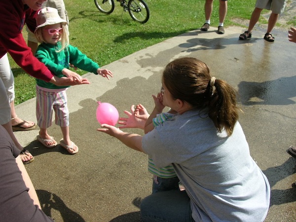 Water balloon toss at Camp Liberty Resort