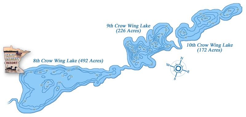 Crow Wing Chain of Lakes fishing map